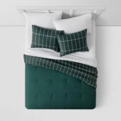 Grid Print Microfiber Reversible Comforter & Sheet Set Dark Green - Room Essentials™ -Room Essentials Shop GUEST 4daf5f1a f5e2 4ffd 9c0a 0163fb5f2872
