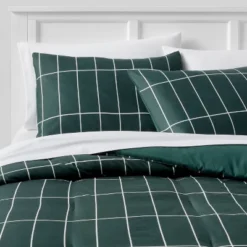 Grid Print Microfiber Reversible Comforter & Sheet Set Dark Green - Room Essentials™ -Room Essentials Shop GUEST 52658d90 442c 4f77 95f8 b9cc7e5b7e67