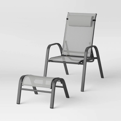 5pc Adjustable Back Patio Chat Set - Gray - Room Essentials™ 2 5pc Adjustable Back Patio Chat Set - Gray - Room Essentials™ - Image 2