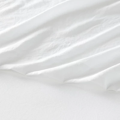 Queen Garment Washed Microfiber Solid Sheet Set White - Room Essentials™ 2 Queen Garment Washed Microfiber Solid Sheet Set White - Room Essentials™ - Image 2