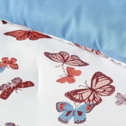 Butterfly Print Microfiber Decorative Bed Set With Throw Blue/Red/White - Room Essentials™ -Room Essentials Shop GUEST e5e4b6cc 1806 41ef 8aa1 1eb079de34ef
